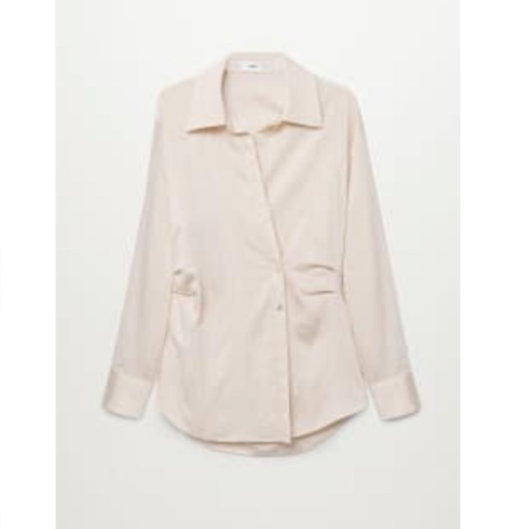 Unique High Quality Mango Crossover Buttoned Blouse Beige Medium - Picture 1 of 2